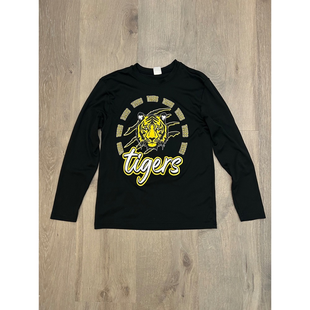 Black & Gold Tigers Long Sleeve Dri Fit Shirt Youth Small Athletic Tee